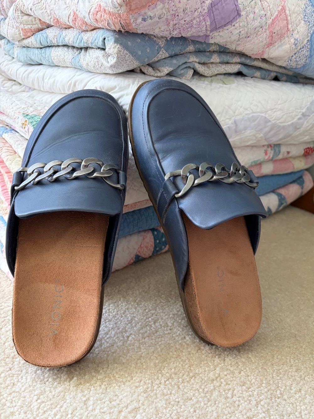 Women’s Slip-On Chain Loafer Mules - Navy